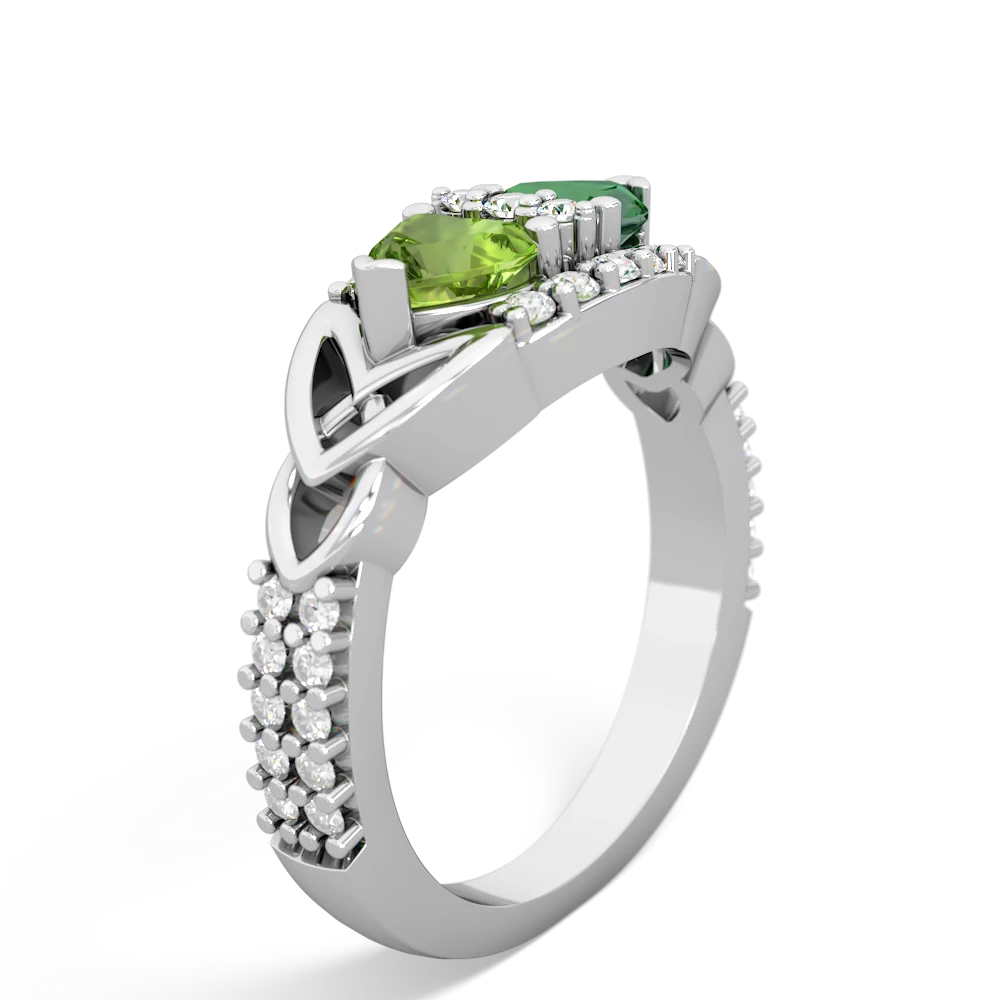 Peridot Sparkling Celtic Knot 14K White Gold ring R2645