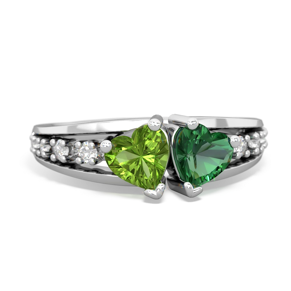 Peridot Heart To Heart 14K White Gold ring R3342