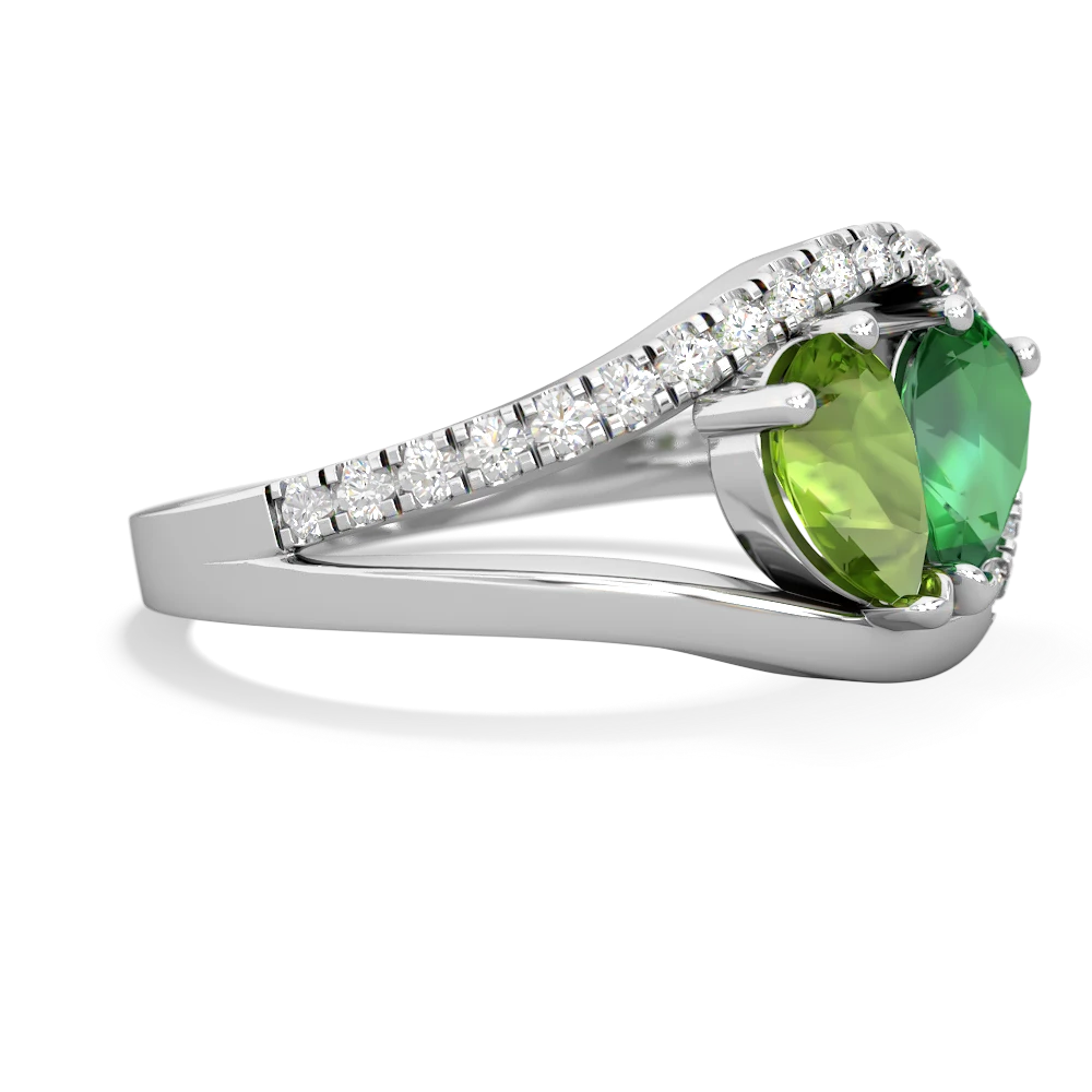 Peridot Nestled Heart Keepsake 14K White Gold ring R5650