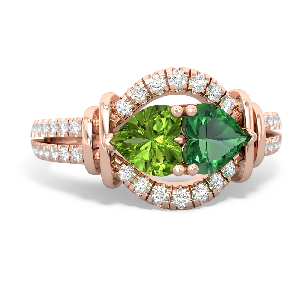 Peridot Art-Deco Keepsake 14K Rose Gold ring R5630