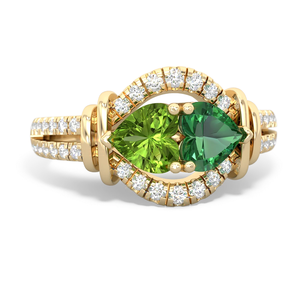 Peridot Art-Deco Keepsake 14K Yellow Gold ring R5630