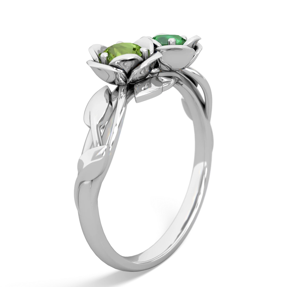 Peridot Rose Garden 14K White Gold ring R5510