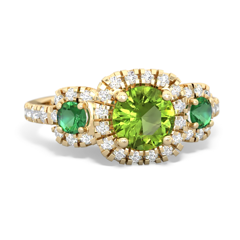 Peridot Regal Halo 14K Yellow Gold ring R5350