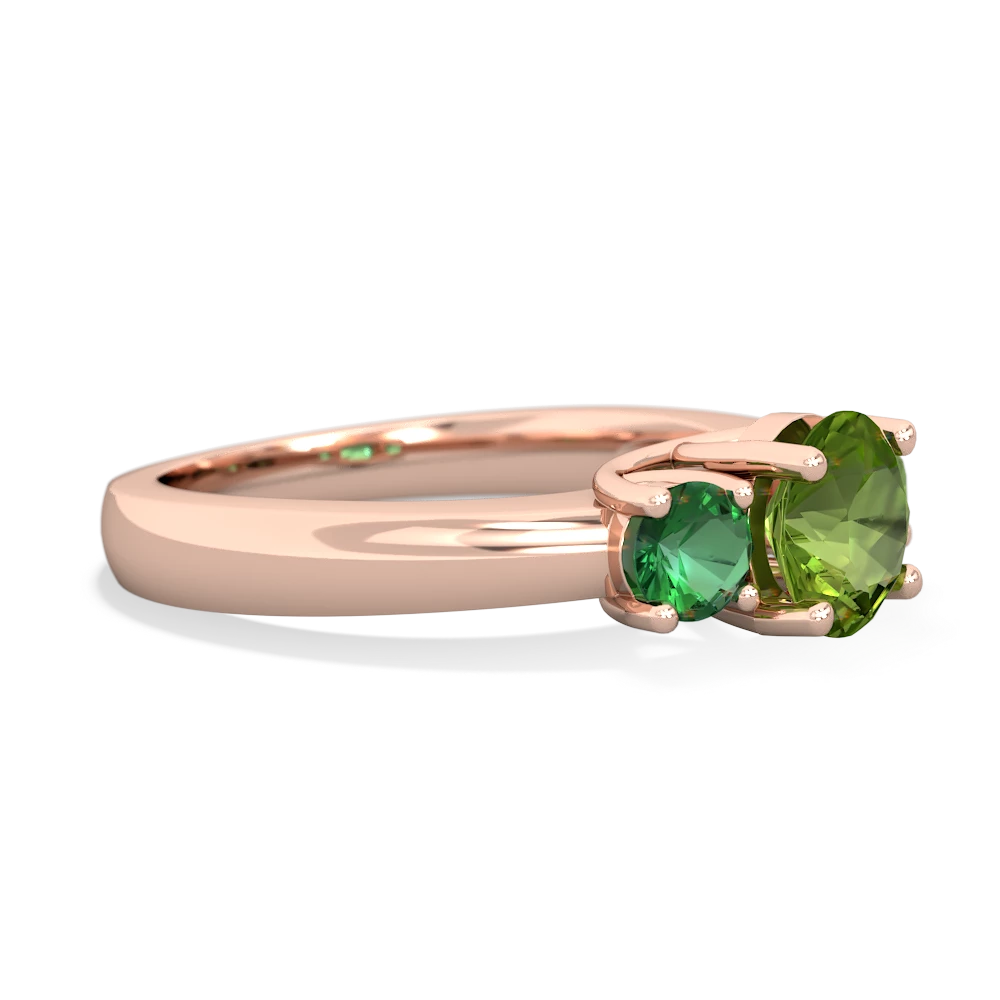 Peridot Three Stone Round Trellis 14K Rose Gold ring R4018