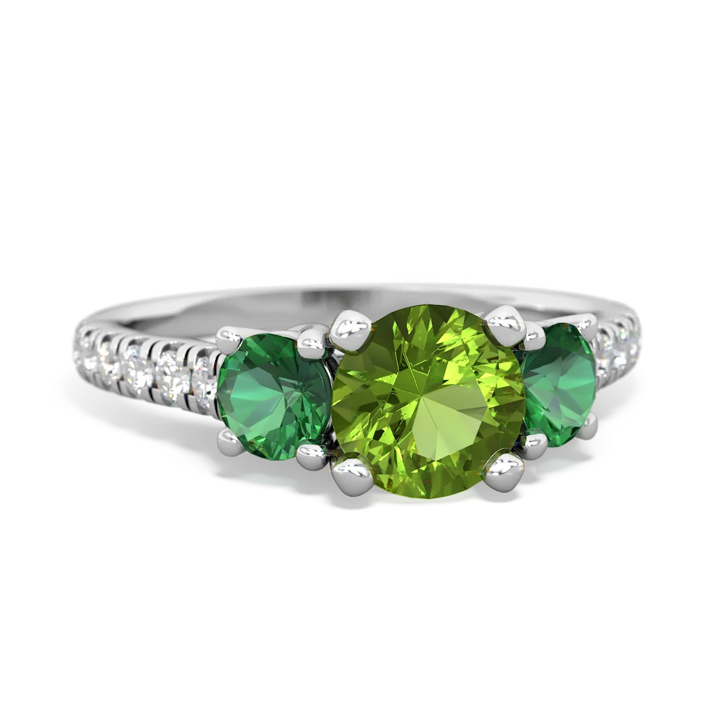 Peridot Pave Trellis 14K White Gold ring R5500