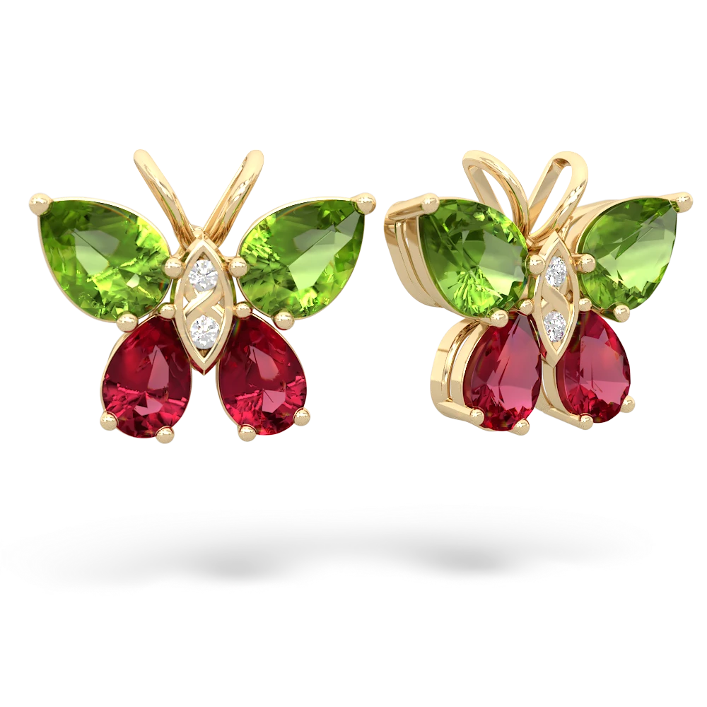 Peridot Butterfly 14K Yellow Gold earrings E2215