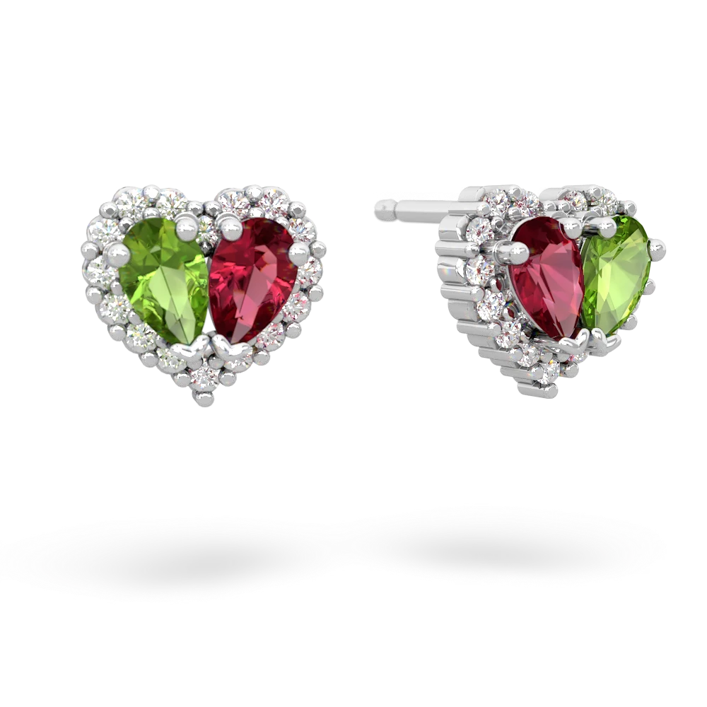 Peridot Halo 14K White Gold earrings E7008