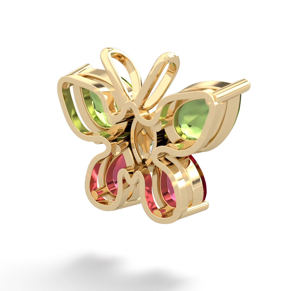 Peridot Butterfly 14K Yellow Gold pendant P2215