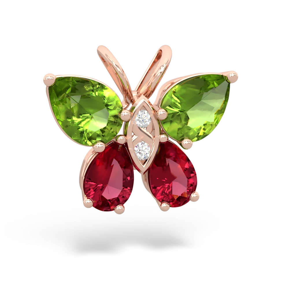 Peridot Butterfly 14K Rose Gold pendant P2215