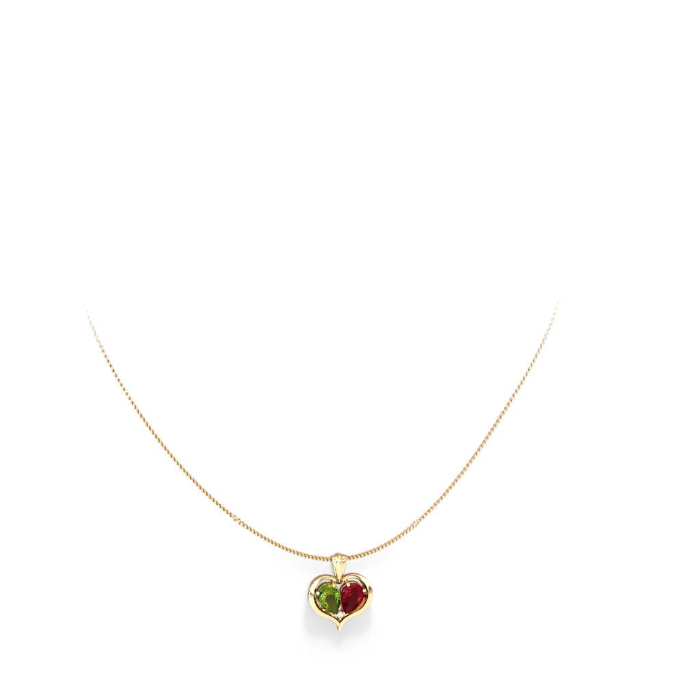 Peridot Two Become One 14K Yellow Gold pendant P5330