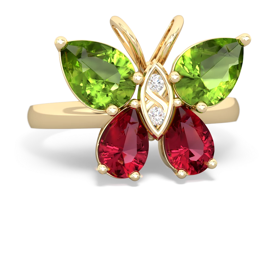 Peridot Butterfly 14K Yellow Gold ring R2215