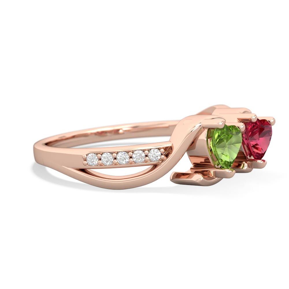 Peridot Side By Side 14K Rose Gold ring R3090