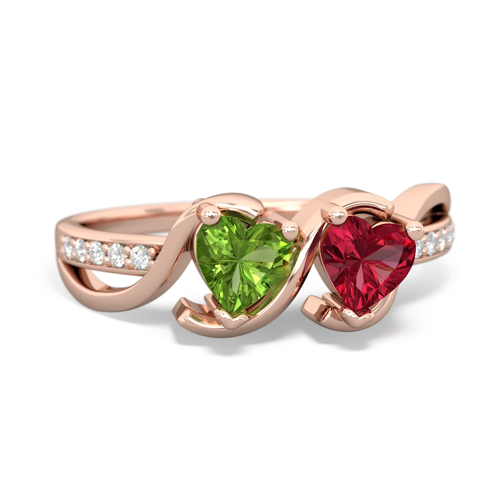 Peridot Side By Side 14K Rose Gold ring R3090