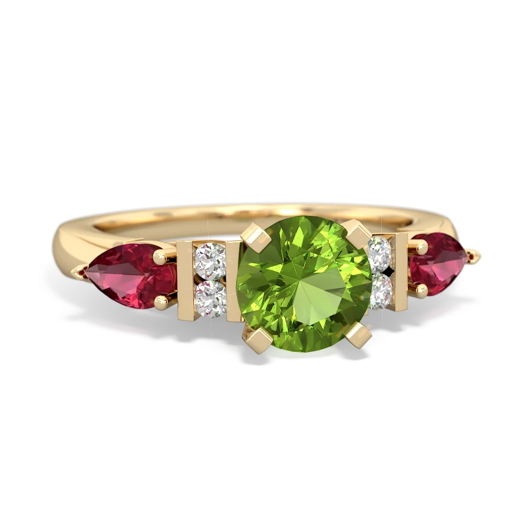 Peridot 6Mm Round Eternal Embrace Engagement 14K Yellow Gold ring R2005