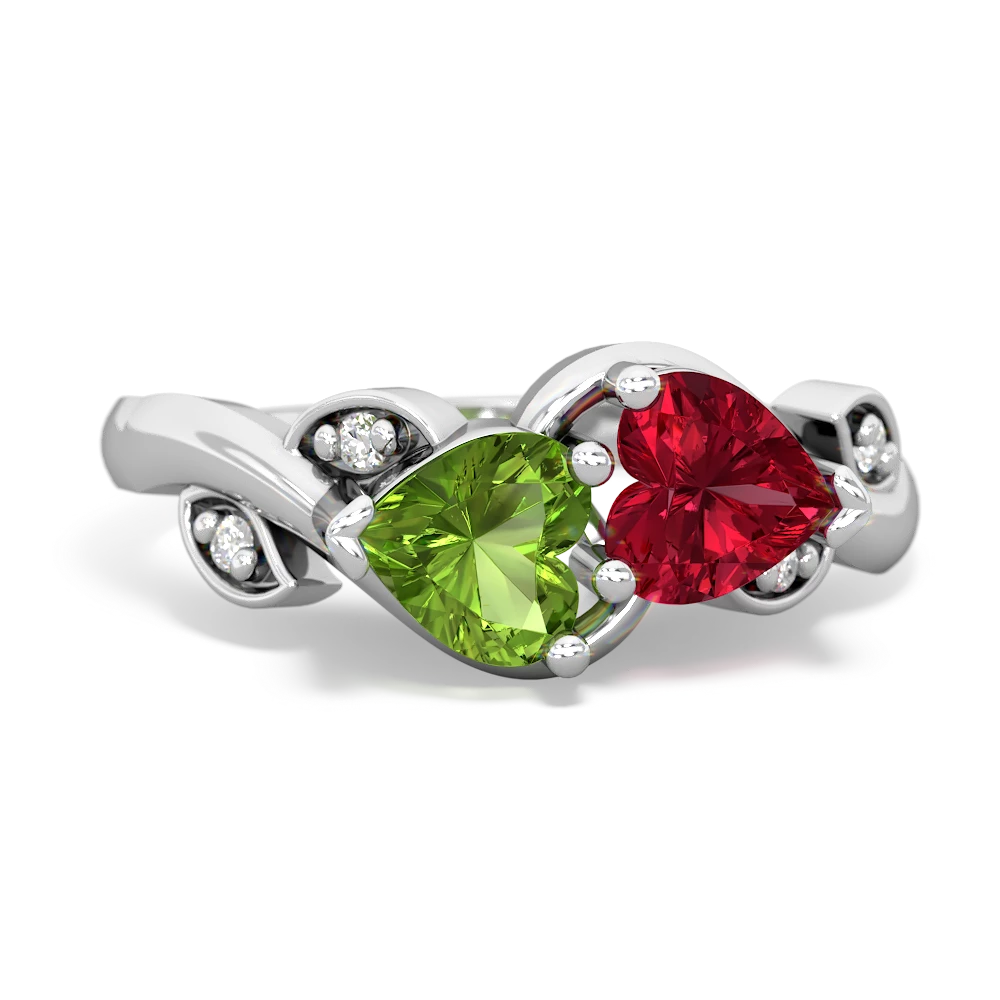 Peridot Floral Elegance 14K White Gold ring R5790