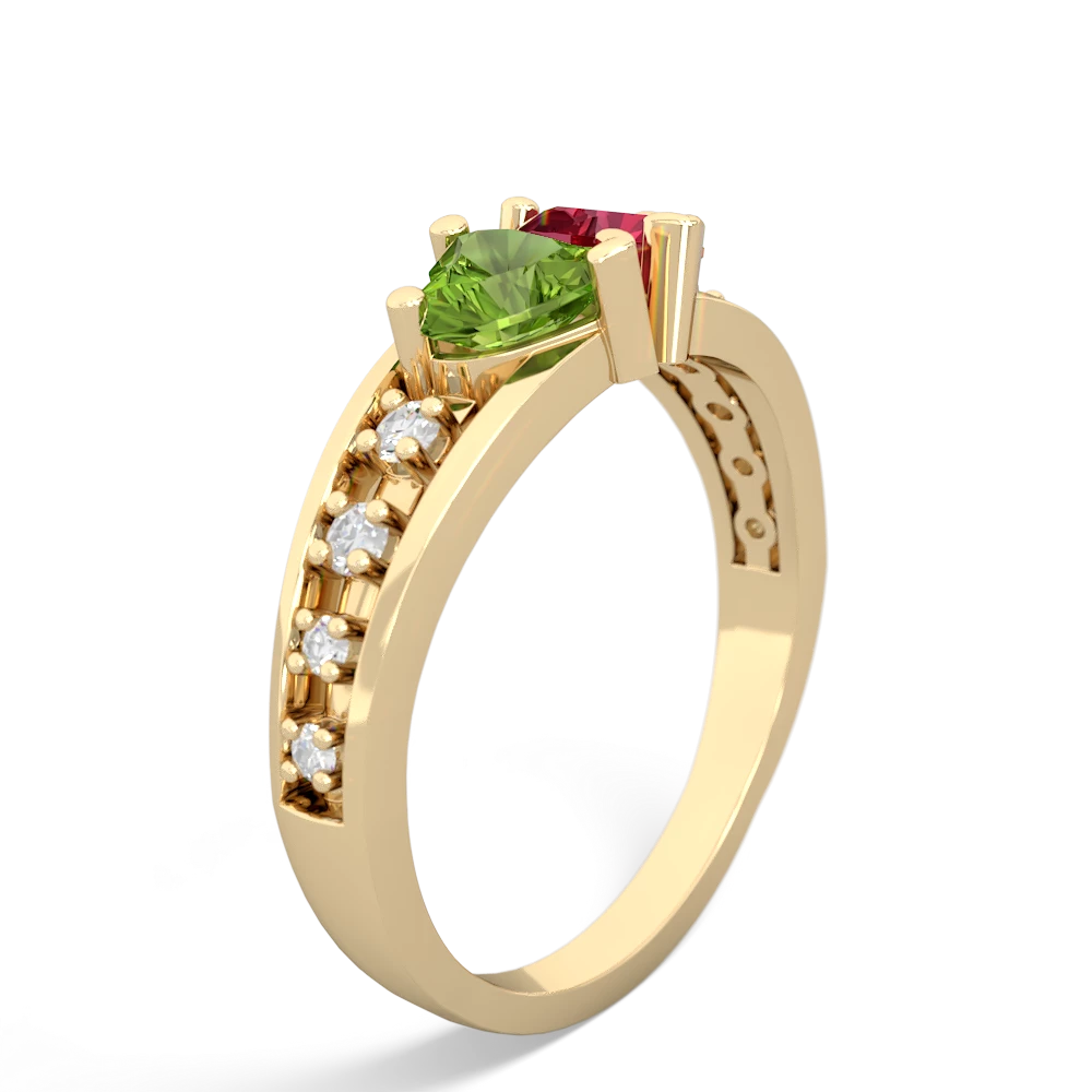 Peridot Heart To Heart 14K Yellow Gold ring R3342