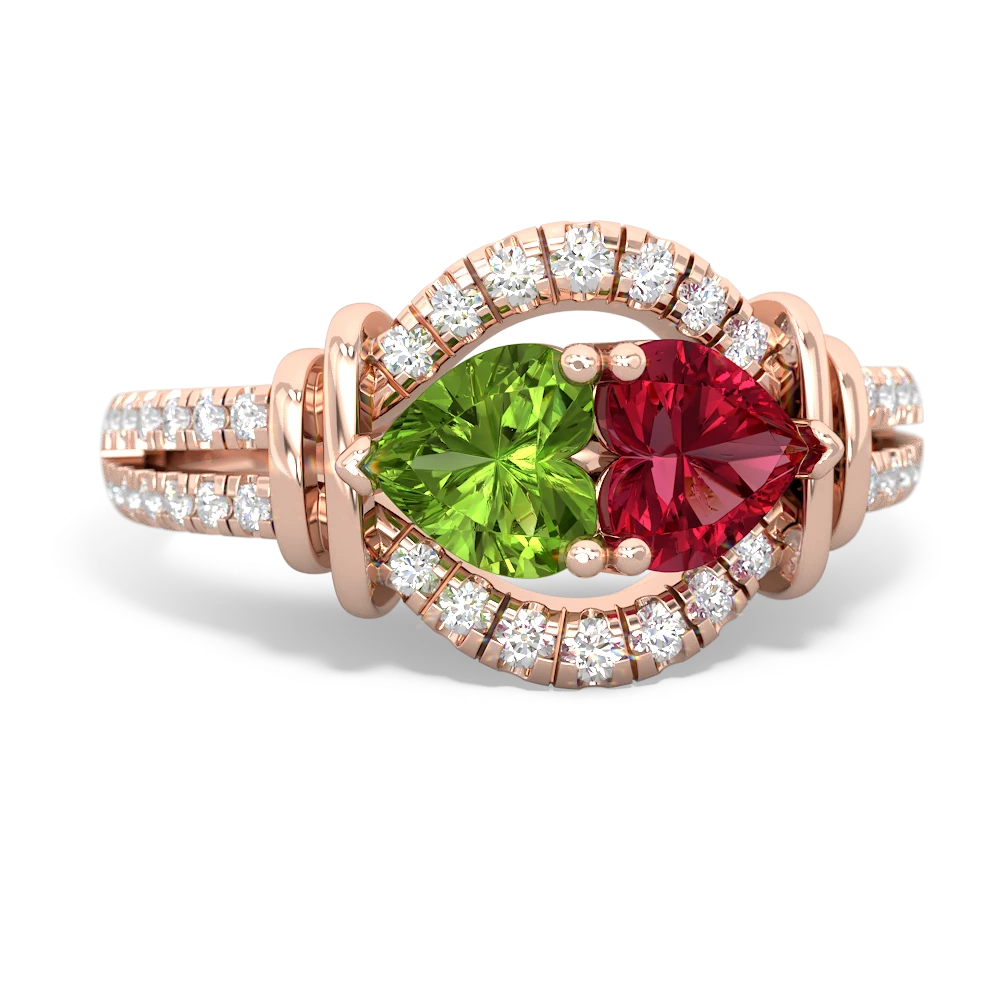 Peridot Art-Deco Keepsake 14K Rose Gold ring R5630