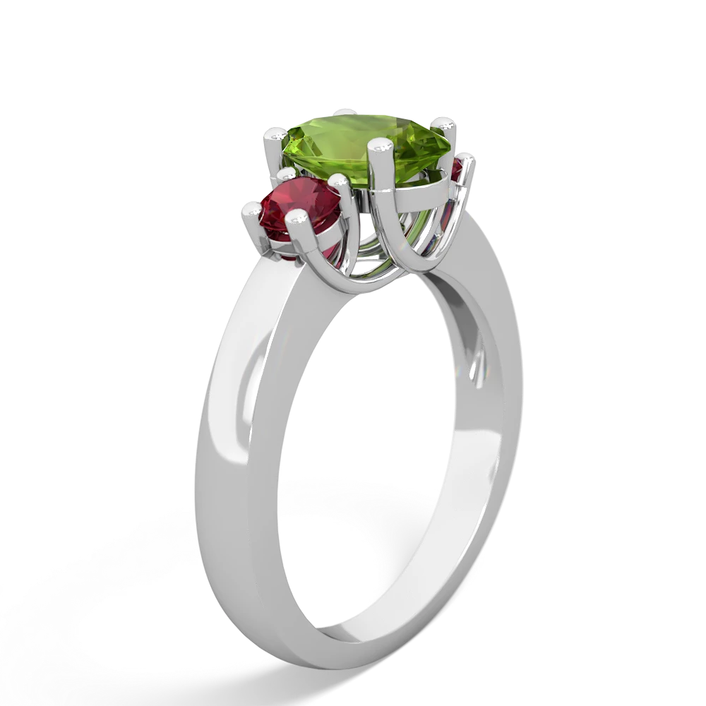 Peridot Three Stone Oval Trellis 14K White Gold ring R4024