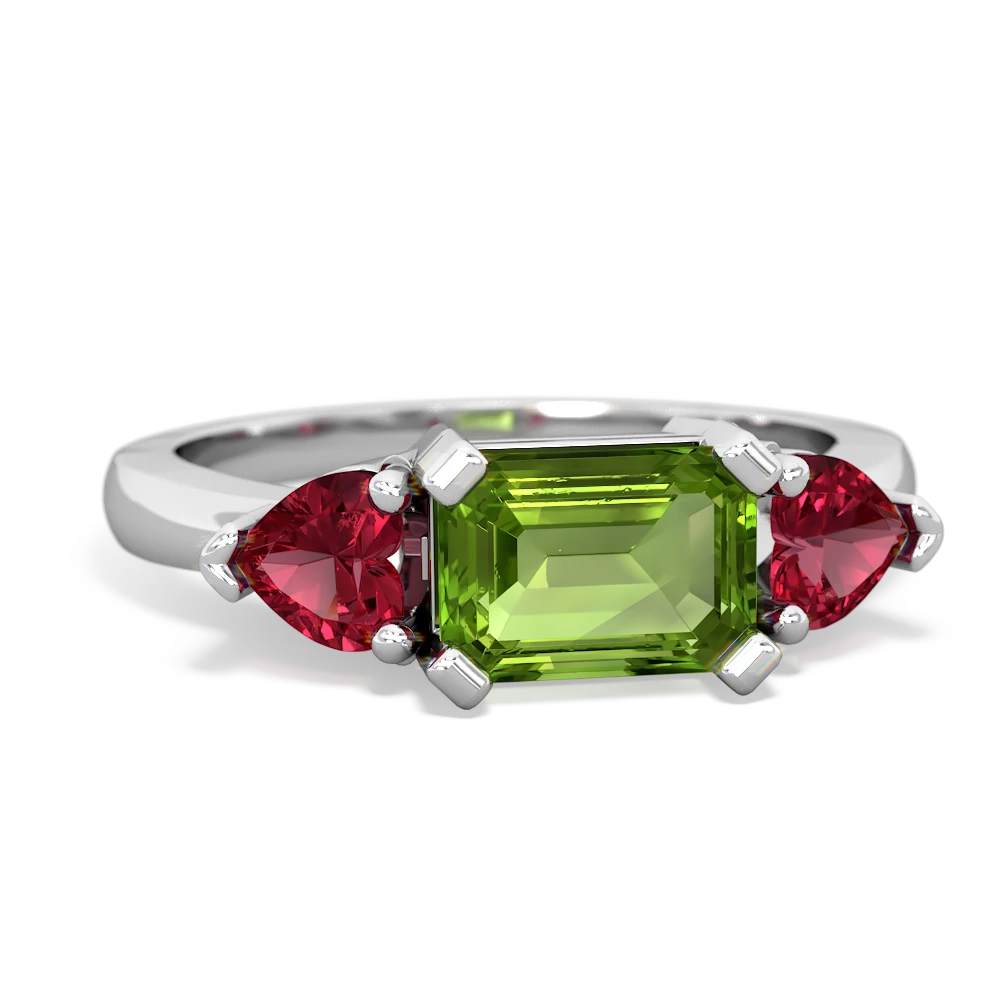 Peridot Three Stone 14K White Gold ring R5235