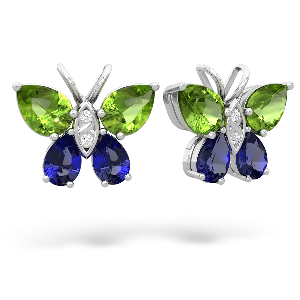 Peridot Butterfly 14K White Gold earrings E2215