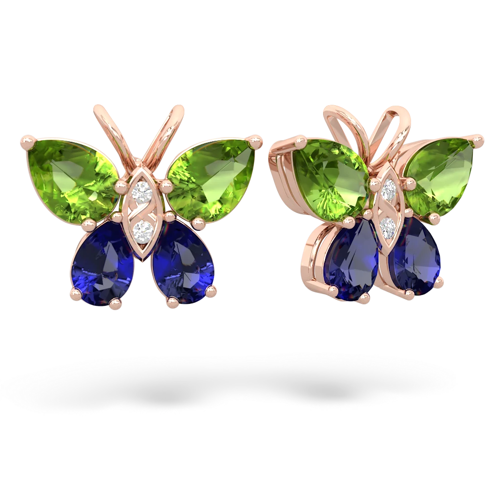 Peridot Butterfly 14K Rose Gold earrings E2215