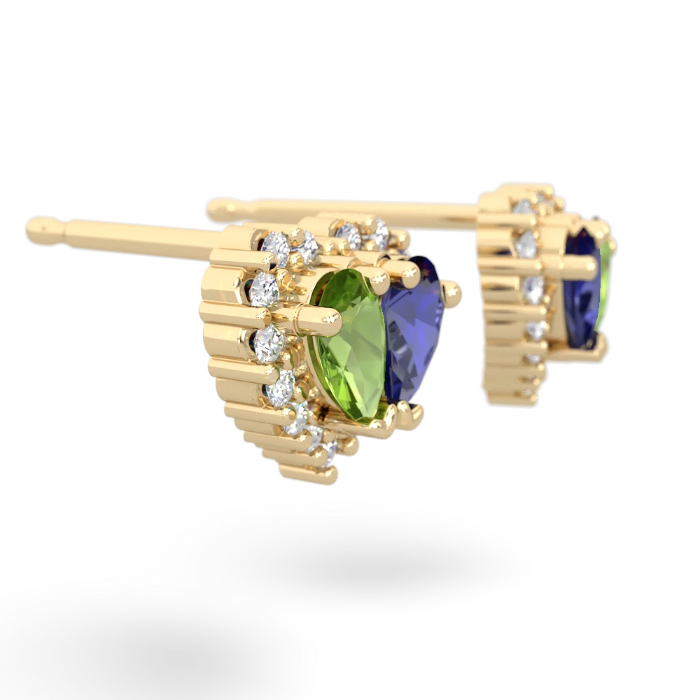 Peridot Halo 14K Yellow Gold earrings E7008