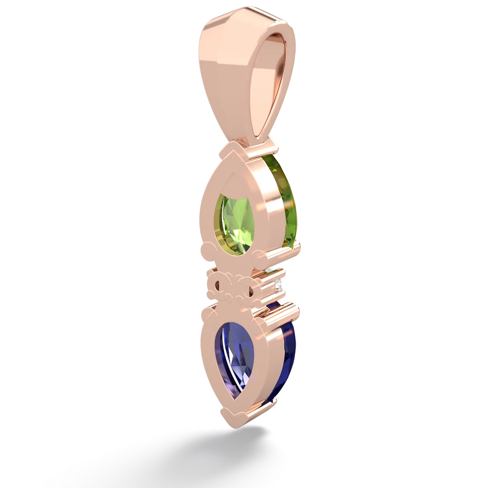 Peridot Bowtie Drop 14K Rose Gold pendant P0865