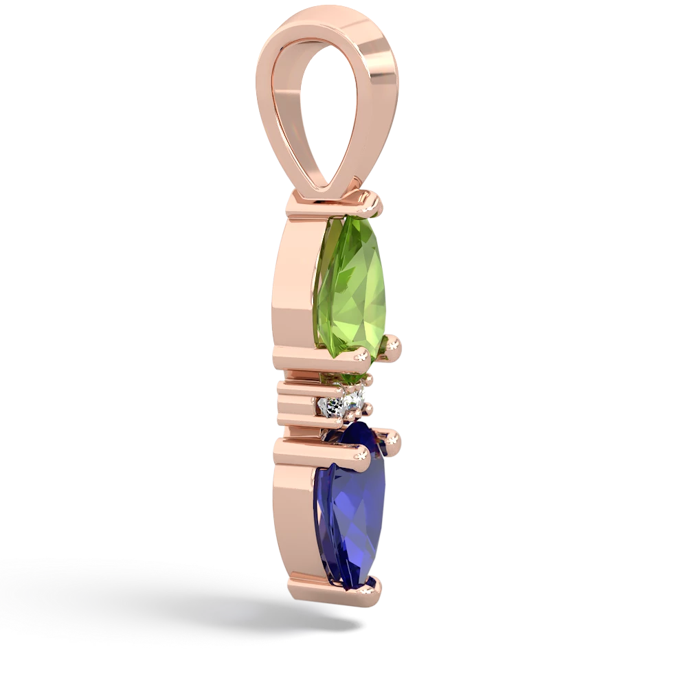Peridot Bowtie Drop 14K Rose Gold pendant P0865