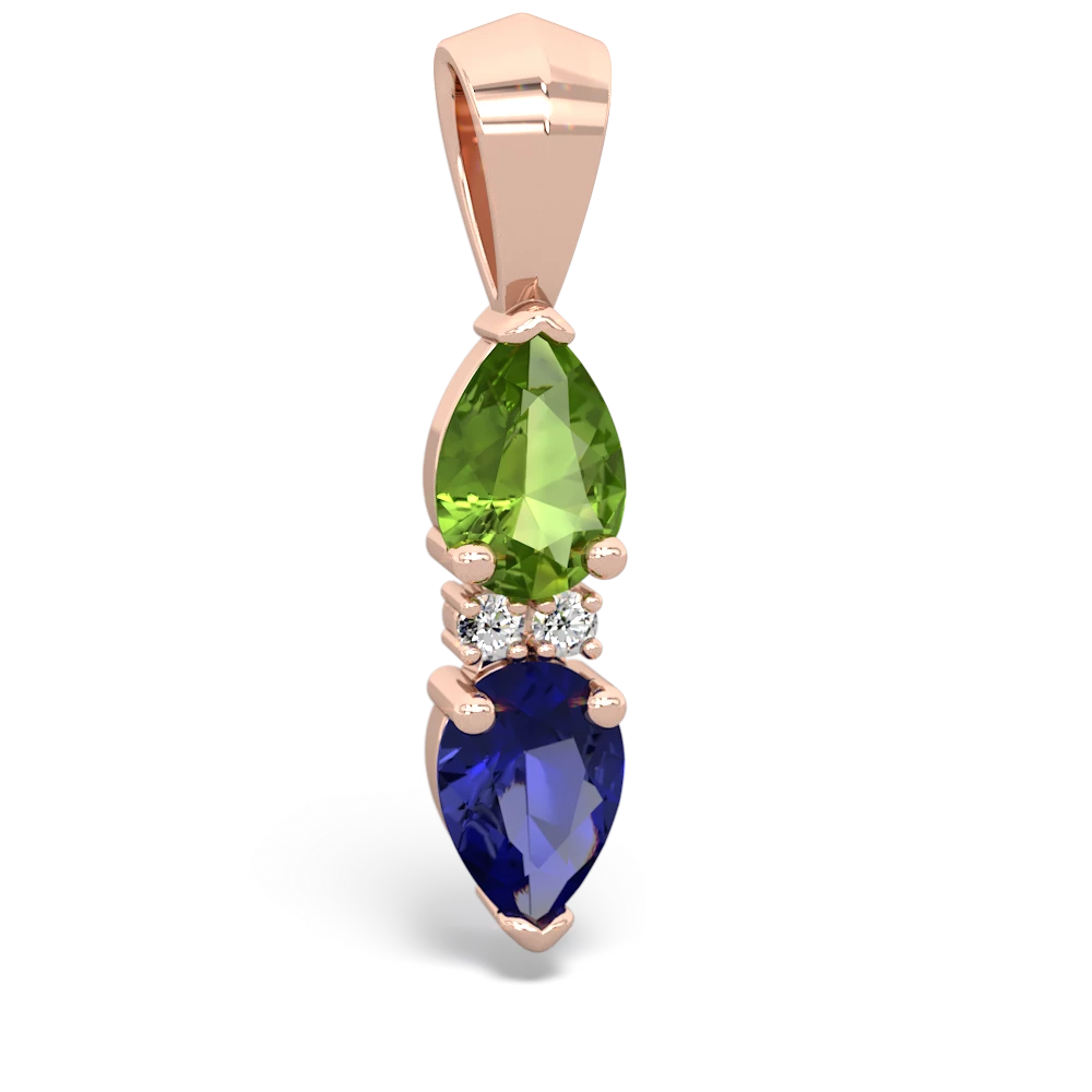 Peridot Bowtie Drop 14K Rose Gold pendant P0865