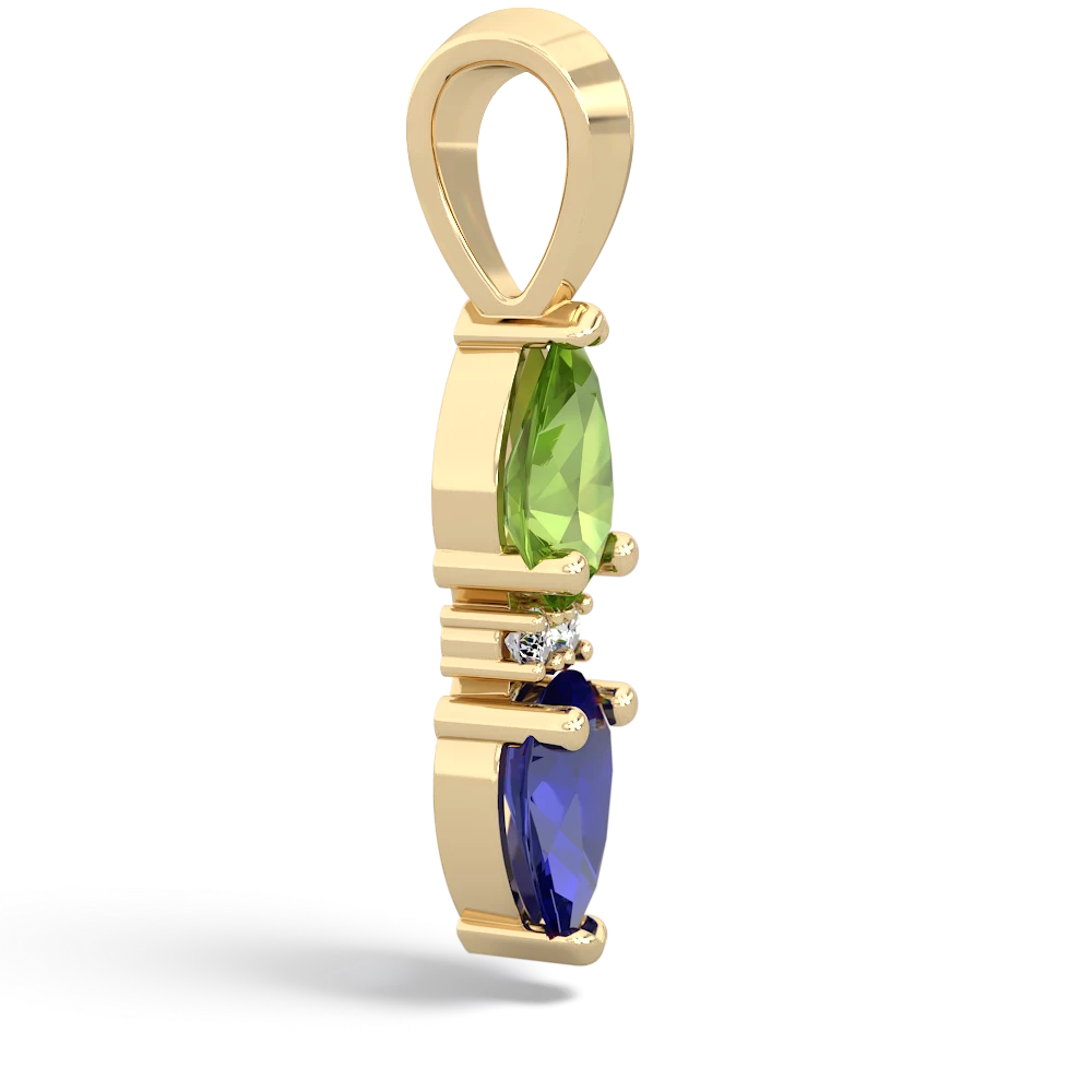 Peridot Bowtie Drop 14K Yellow Gold pendant P0865