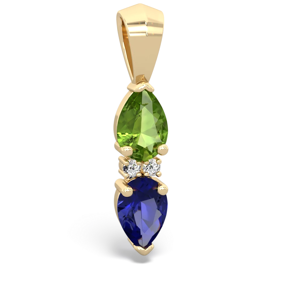 Peridot Bowtie Drop 14K Yellow Gold pendant P0865