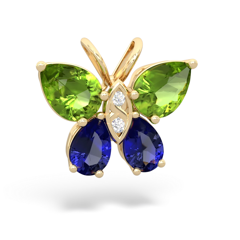 Peridot Butterfly 14K Yellow Gold pendant P2215