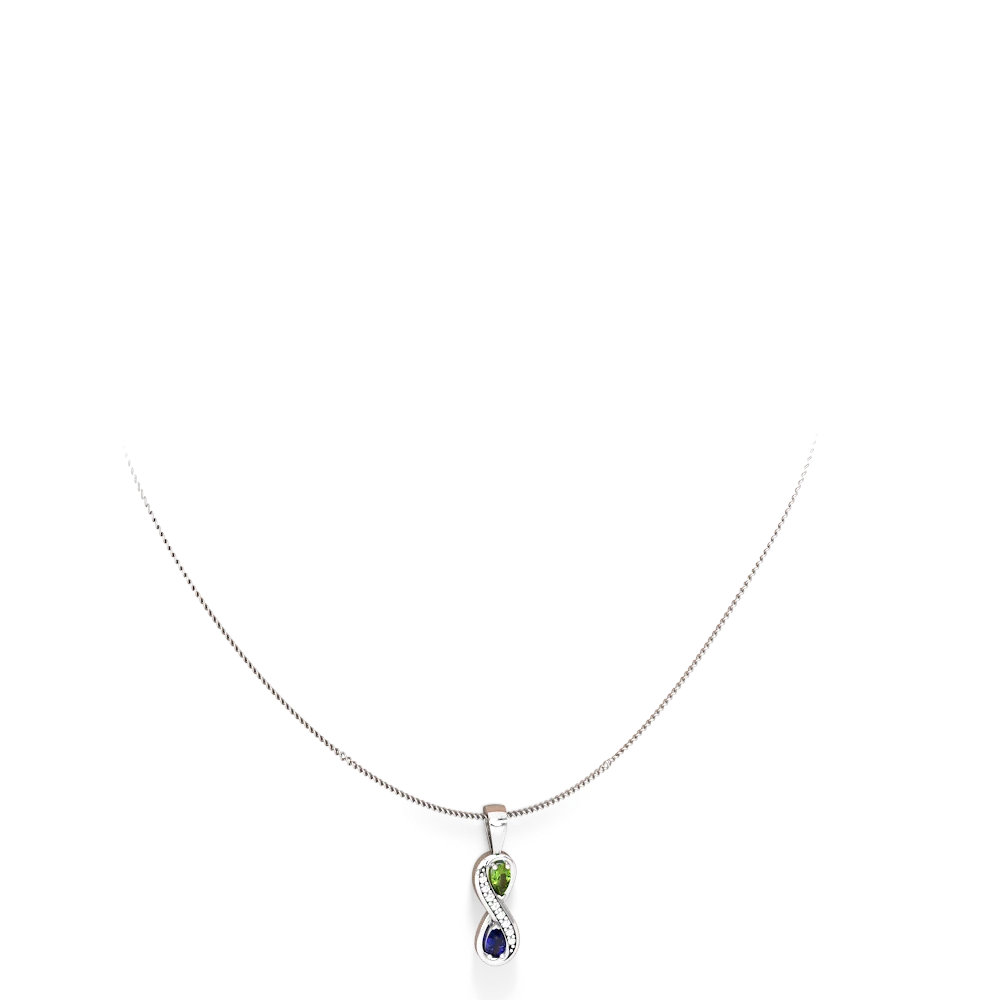 Peridot Diamond Infinity 14K White Gold pendant P5390