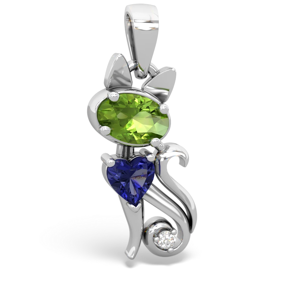 Peridot Kitten 14K White Gold pendant P5780
