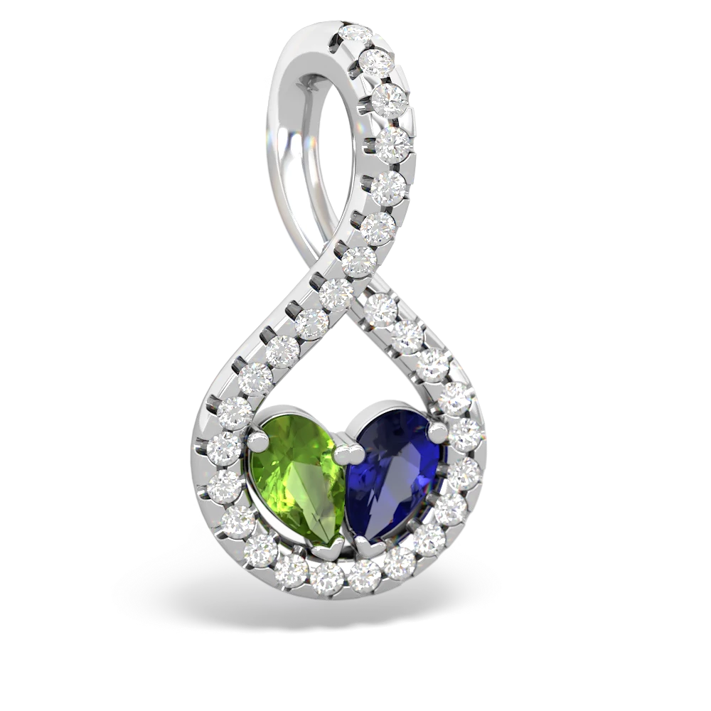 Peridot Pave Twist 'One Heart' 14K White Gold pendant P5360