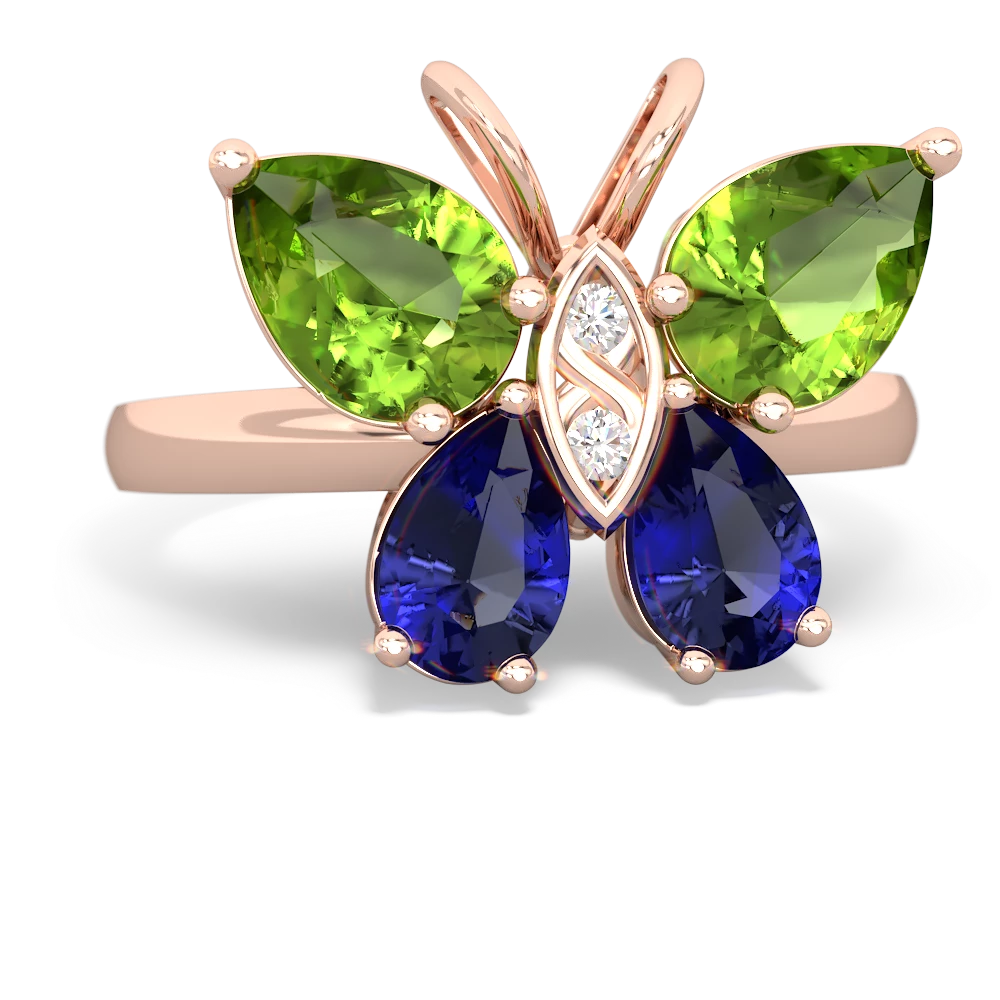 Peridot Butterfly 14K Rose Gold ring R2215