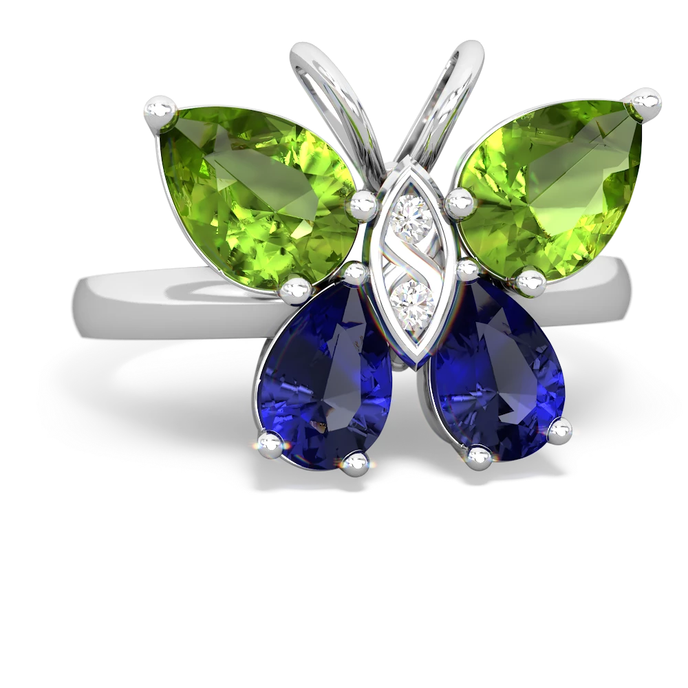 Peridot Butterfly 14K White Gold ring R2215