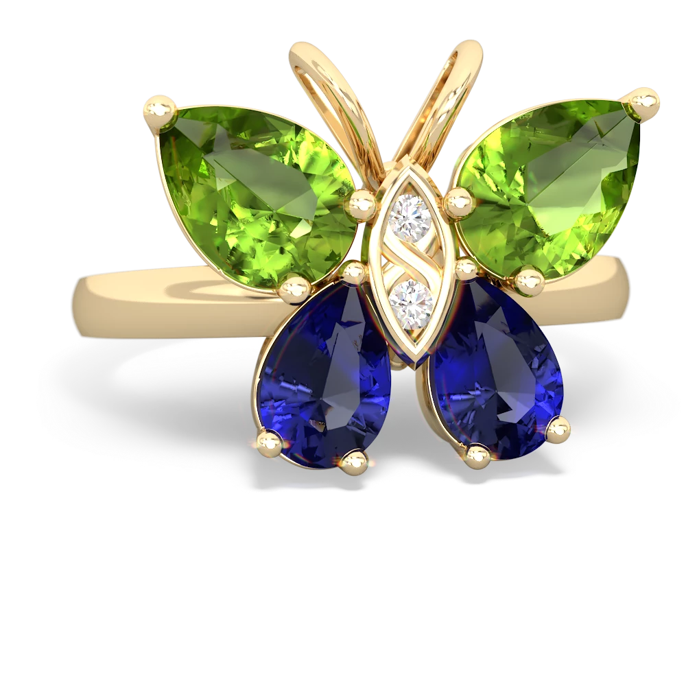 Peridot Butterfly 14K Yellow Gold ring R2215