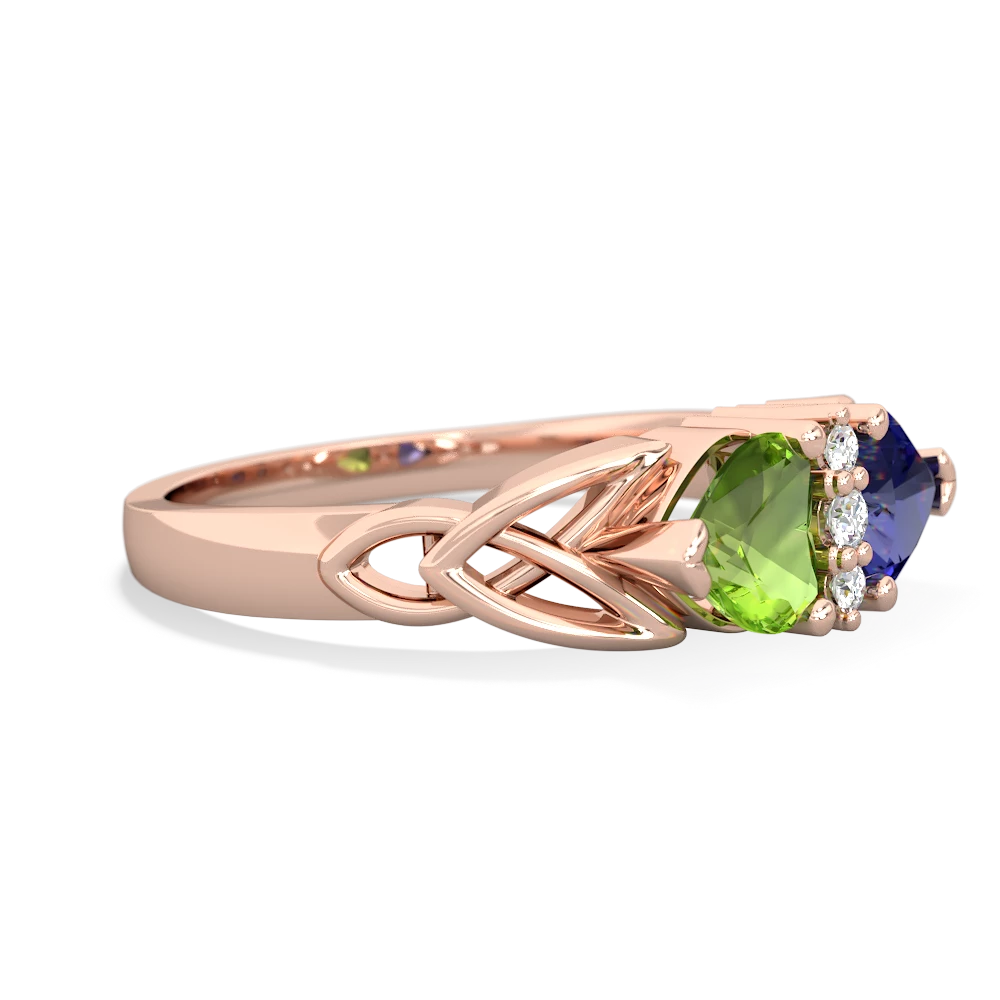 Peridot Celtic Knot Double Heart 14K Rose Gold ring R5040