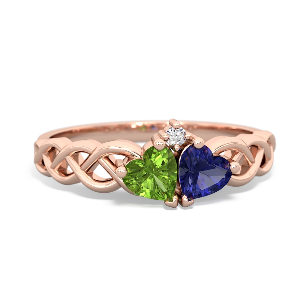 Peridot Heart To Heart Braid 14K Rose Gold ring R5870