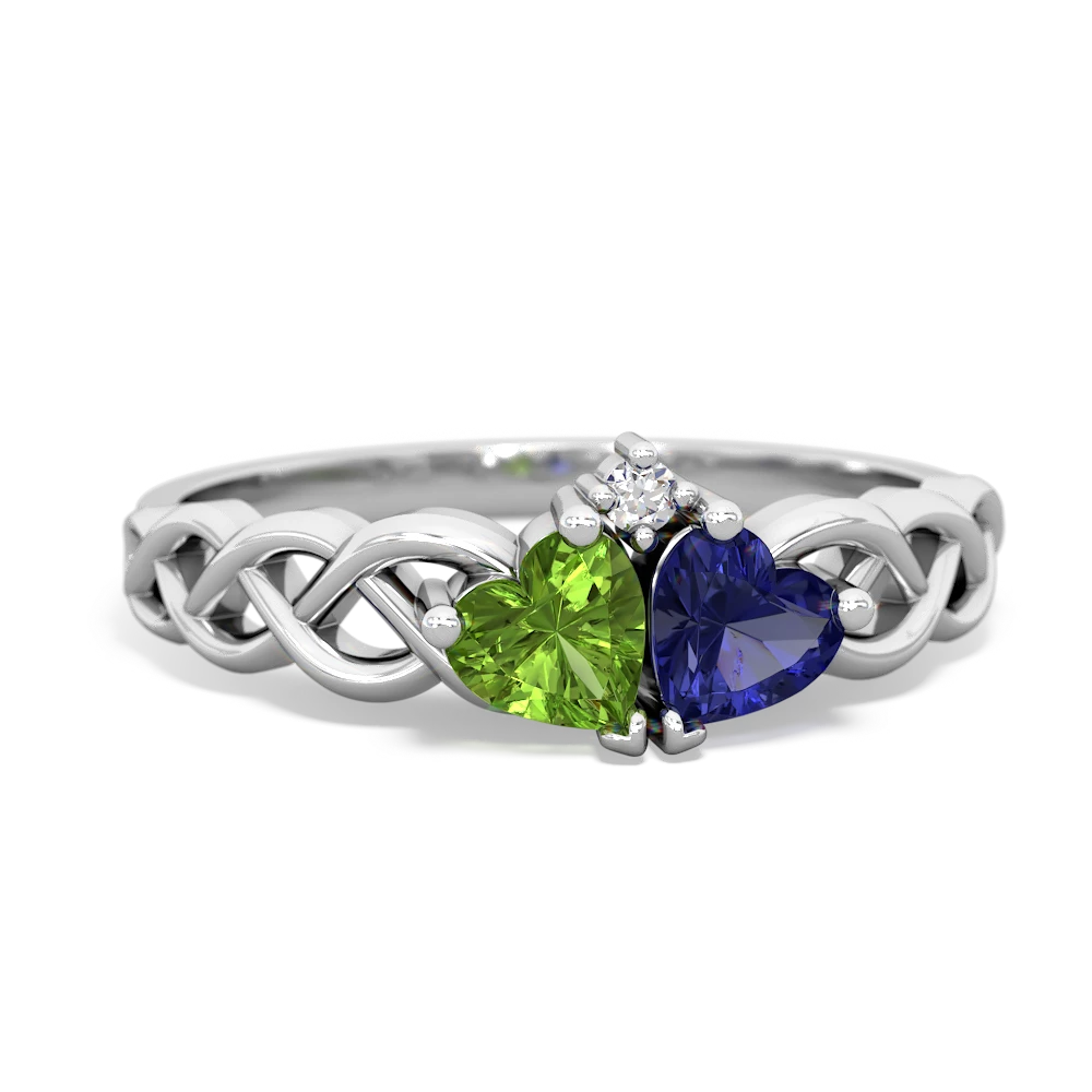 Peridot Heart To Heart Braid 14K White Gold ring R5870