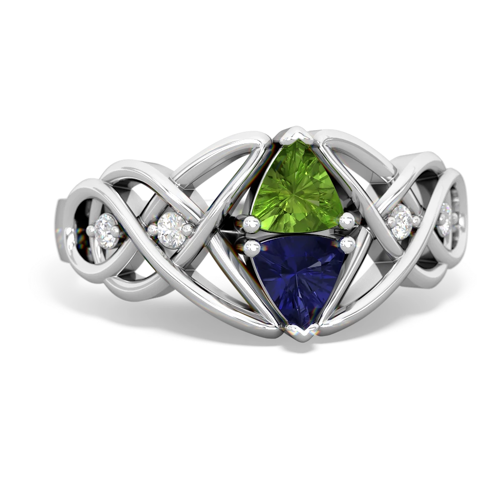 Peridot Keepsake Celtic Knot 14K White Gold ring R5300