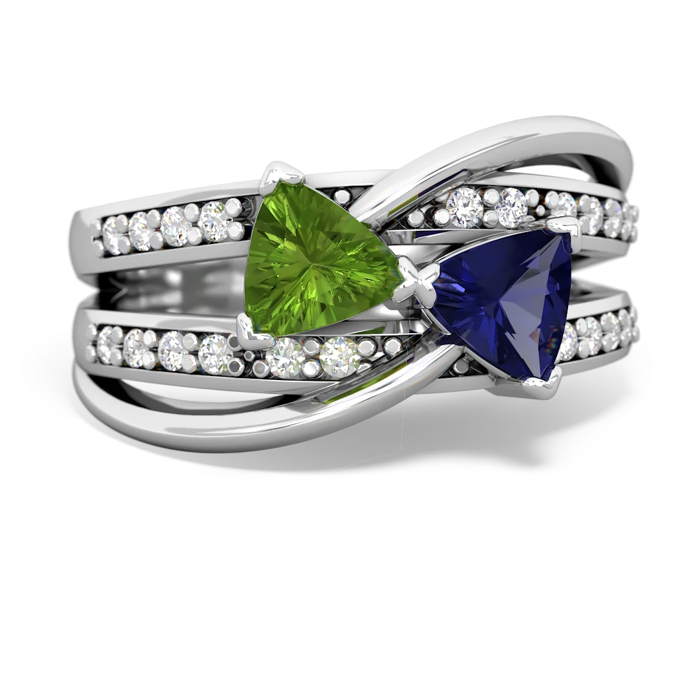 Peridot Bowtie 14K White Gold ring R2360