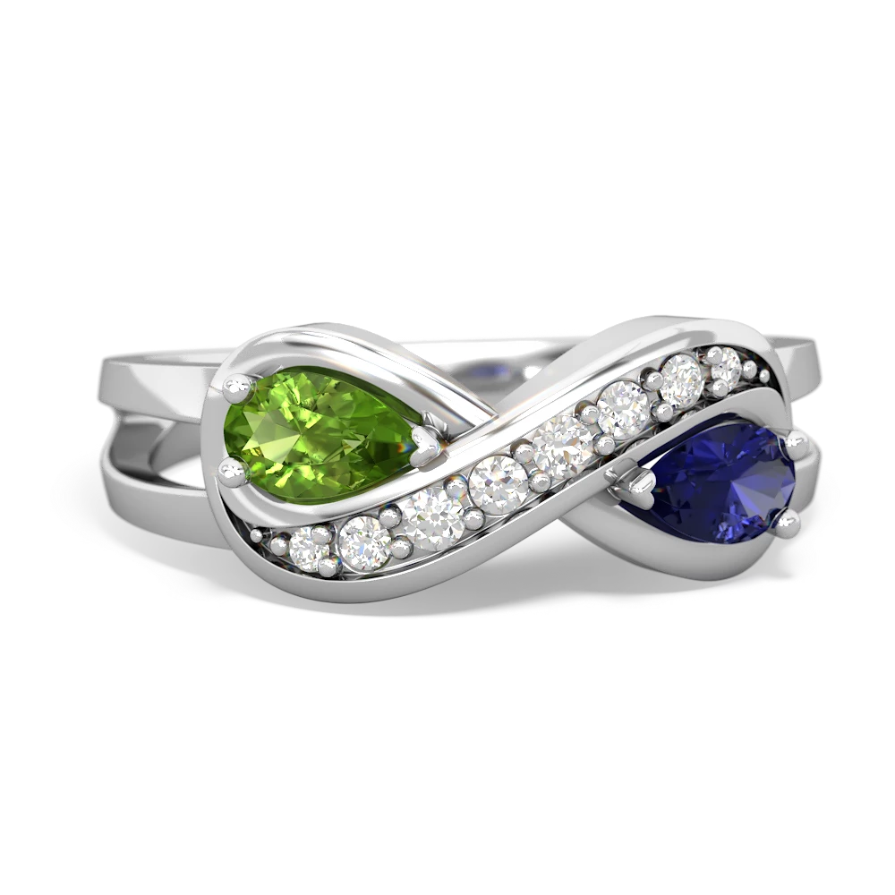 Peridot Diamond Infinity 14K White Gold ring R5390