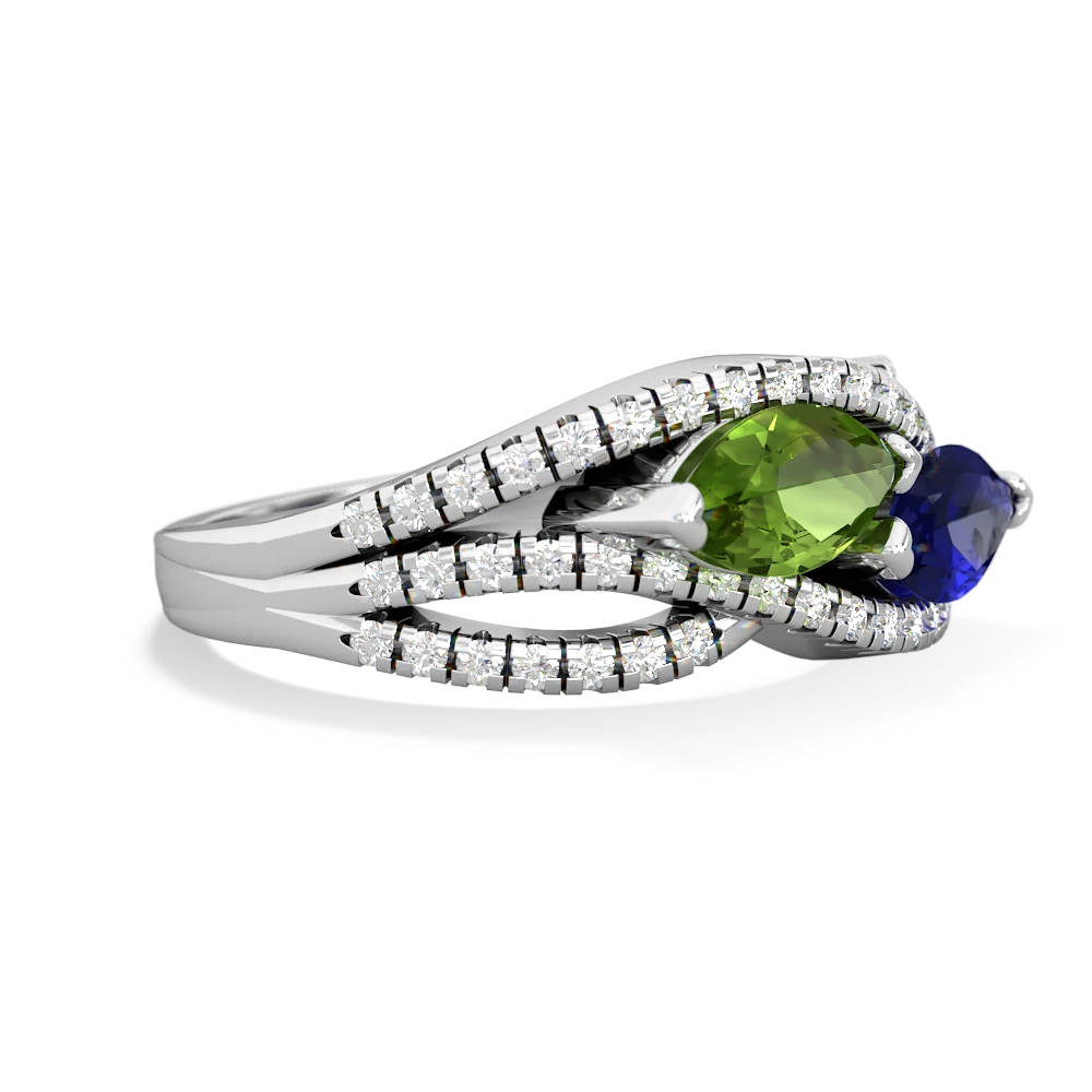 Peridot Diamond Rivers 14K White Gold ring R3070