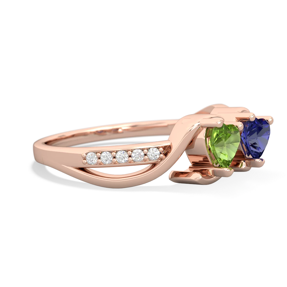 Peridot Side By Side 14K Rose Gold ring R3090