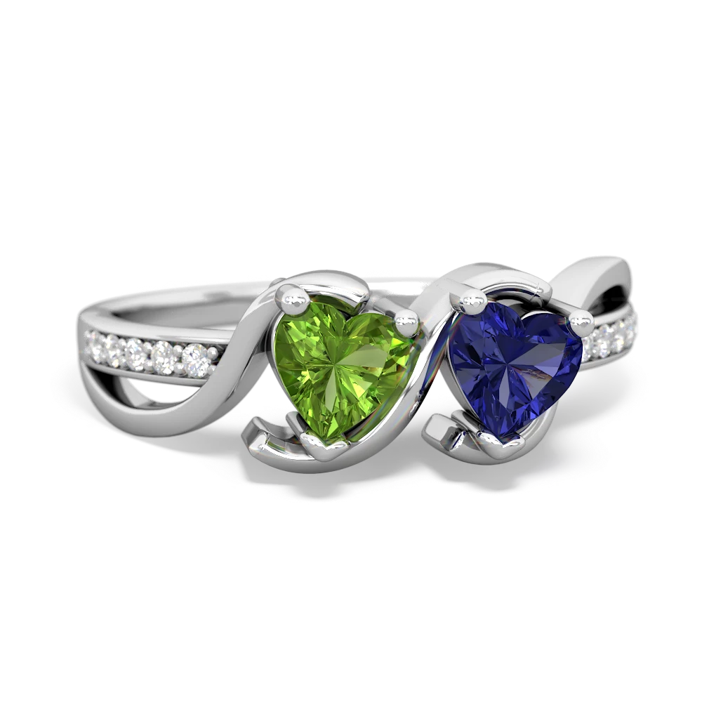 Peridot Side By Side 14K White Gold ring R3090