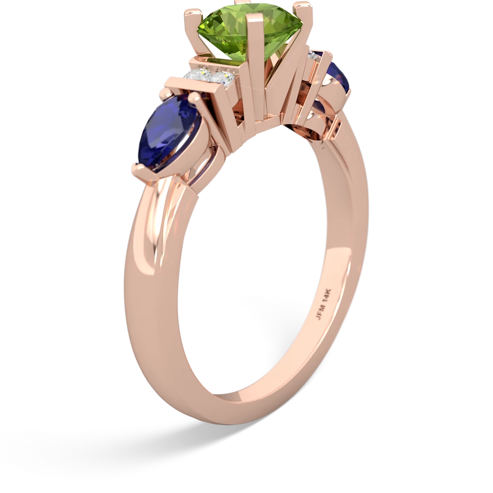 Peridot 6Mm Round Eternal Embrace Engagement 14K Rose Gold ring R2005