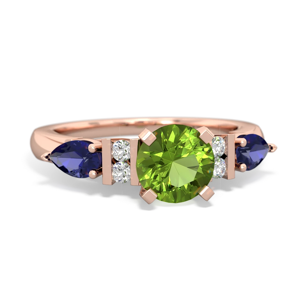 Peridot 6Mm Round Eternal Embrace Engagement 14K Rose Gold ring R2005