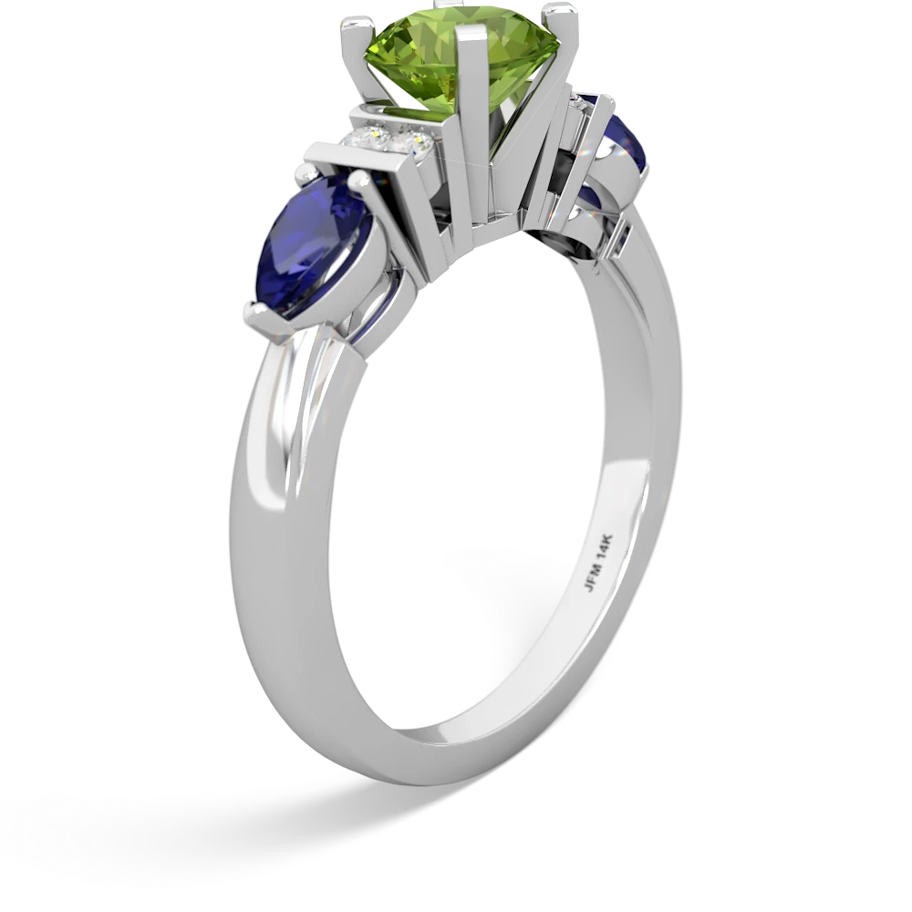 Peridot 6Mm Round Eternal Embrace Engagement 14K White Gold ring R2005